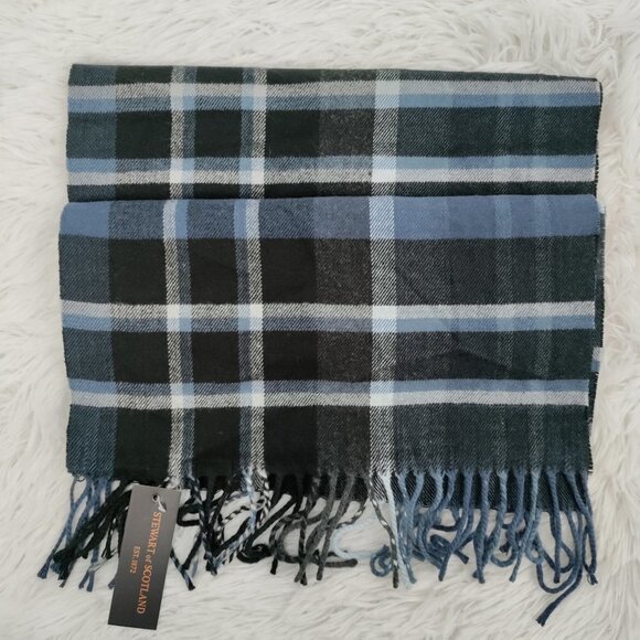 New Stewart of Scotland Plaid Solid Fringe Hem Scarves Scarf OS Women Multicolor - Picture 1 of 6